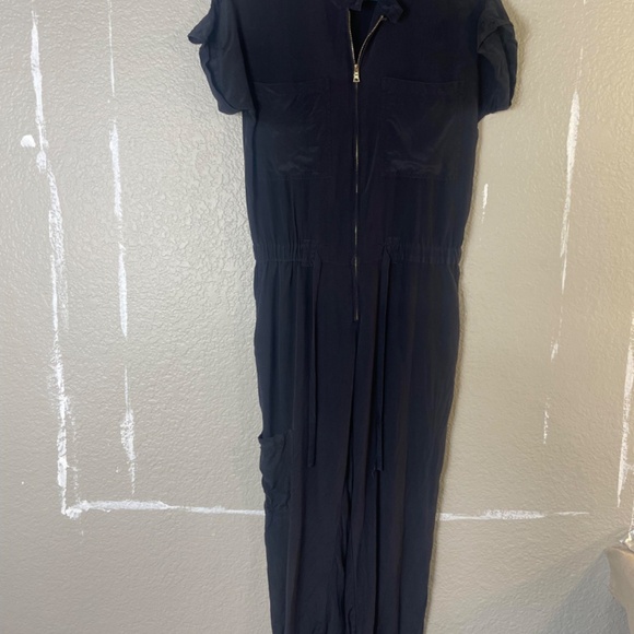 Designer Silk Jumpsuit in Navy - Picture 2 of 5